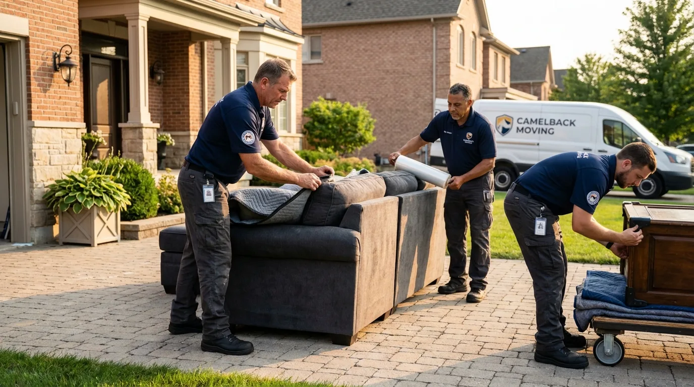 Large estate moving crew wrapping furniture in Homer, LA